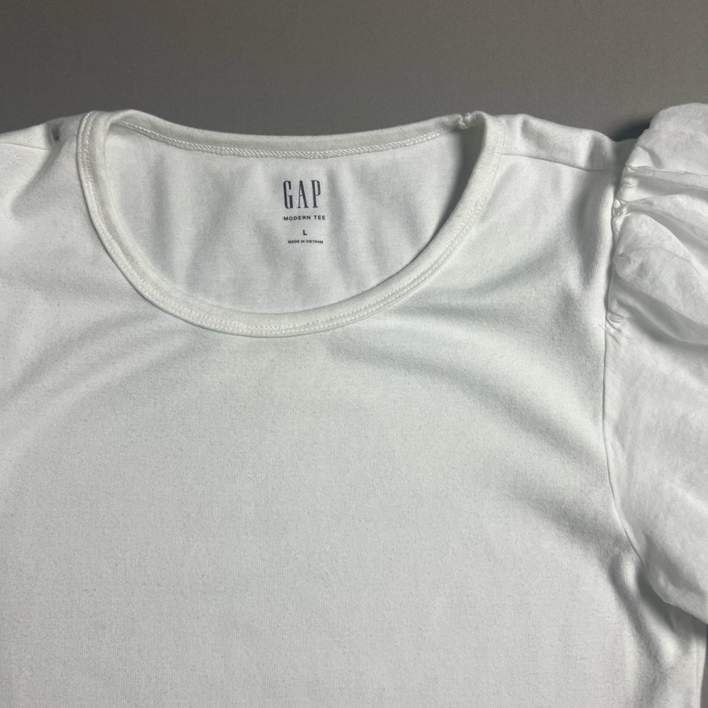 Gap Modern Brand Puff Sleeve T-Shirt/ White